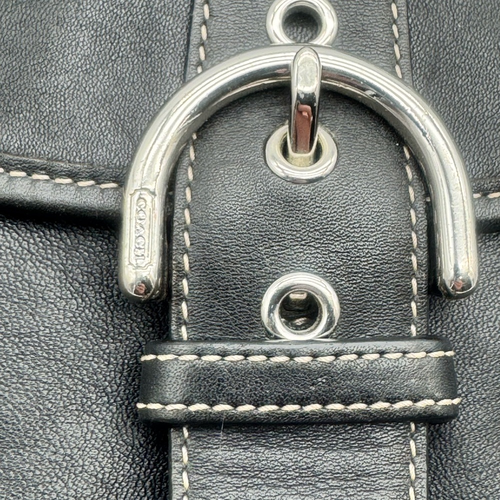 Vintage Coach Soho Black Leather Buckle Flap Adjustable Strap Crossbody 8480 - Picture 5 of 16